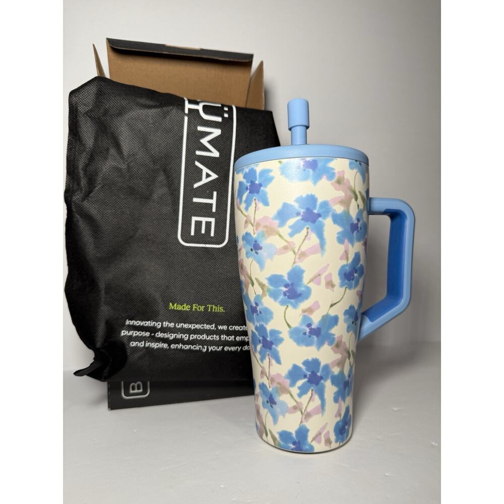 BruMate X VITALITY CAPRI FLORAL CORNFLOWER 30oz Era Tumbler BNWT + Straw Cover